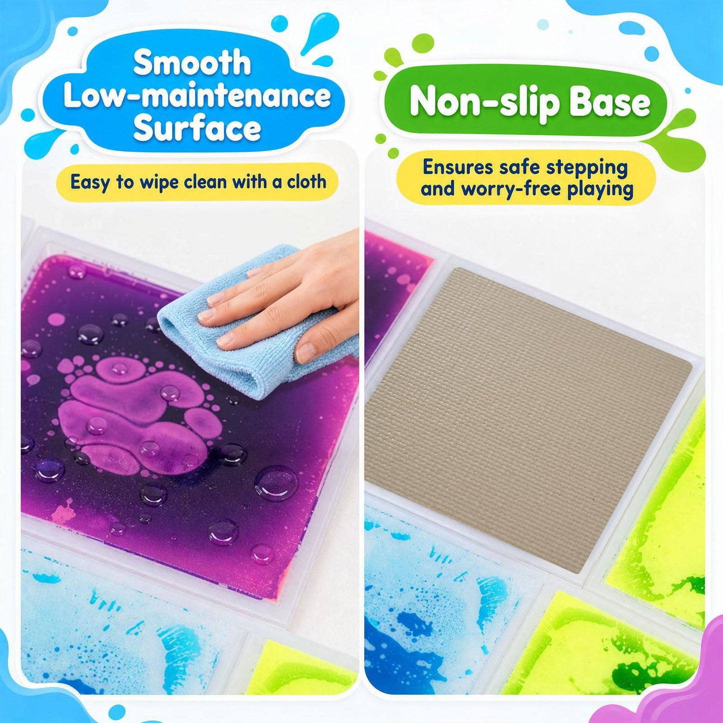 Glow-in-the-Dark Liquid Sensory Floor Tiles for Toddlers