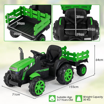 24V Ride On Tractor with RGB LED Headlights and Parent Remote Control