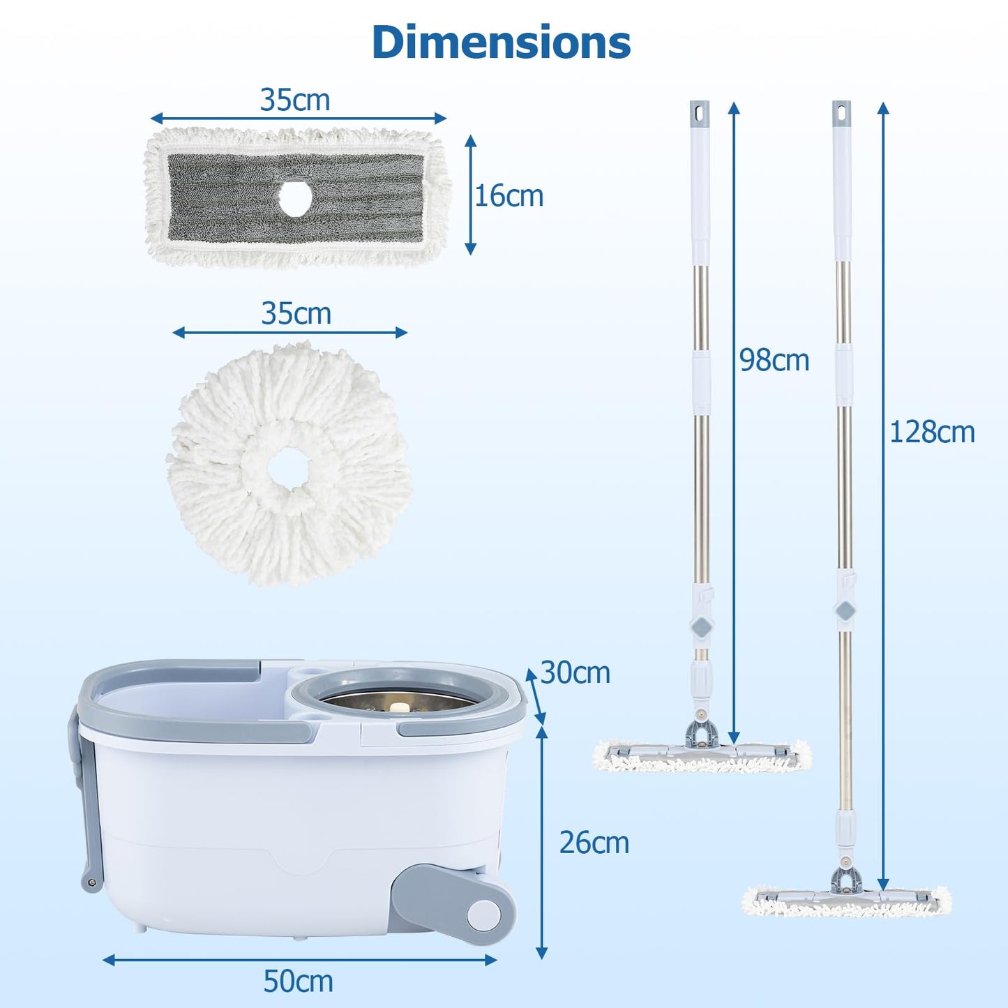 Mop and Bucket Set Hands-Free Washing with Dual Tank Design