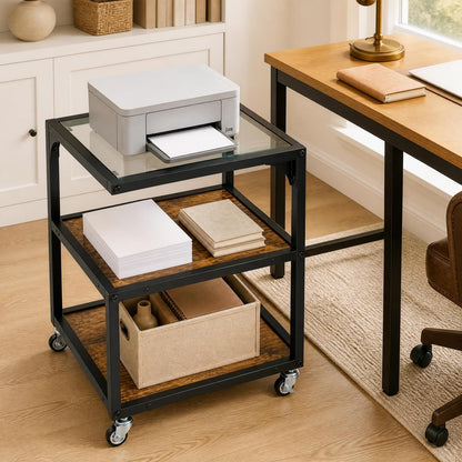 Rolling Side Table, 3-Tier Mobile End Table