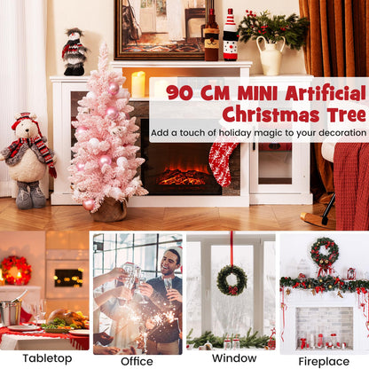 90 CM Artificial Mini Christmas Tree with 12 Natural Cotton Balls