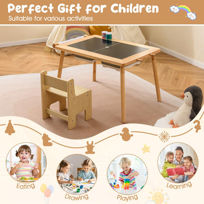 Sensory Table and Chair Set with Foldable Bins for Kids 2 to 8
