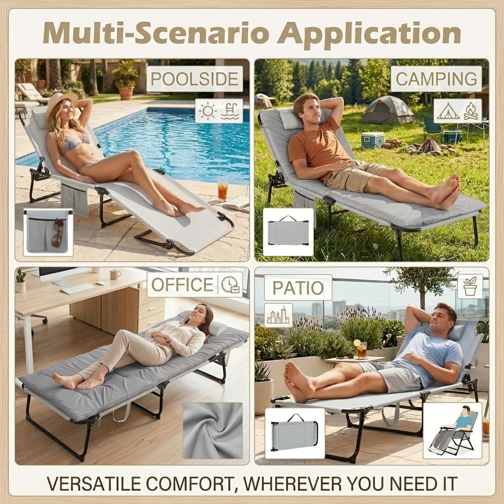 Garden Sunbed Sunbathing Recliner Outdoor Chaise Lounge Chair