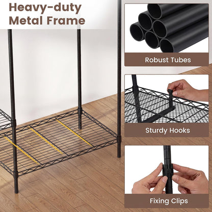 Portable Wardrobe Convertible Clothes Organizer with L-shape and Horizontal Installation