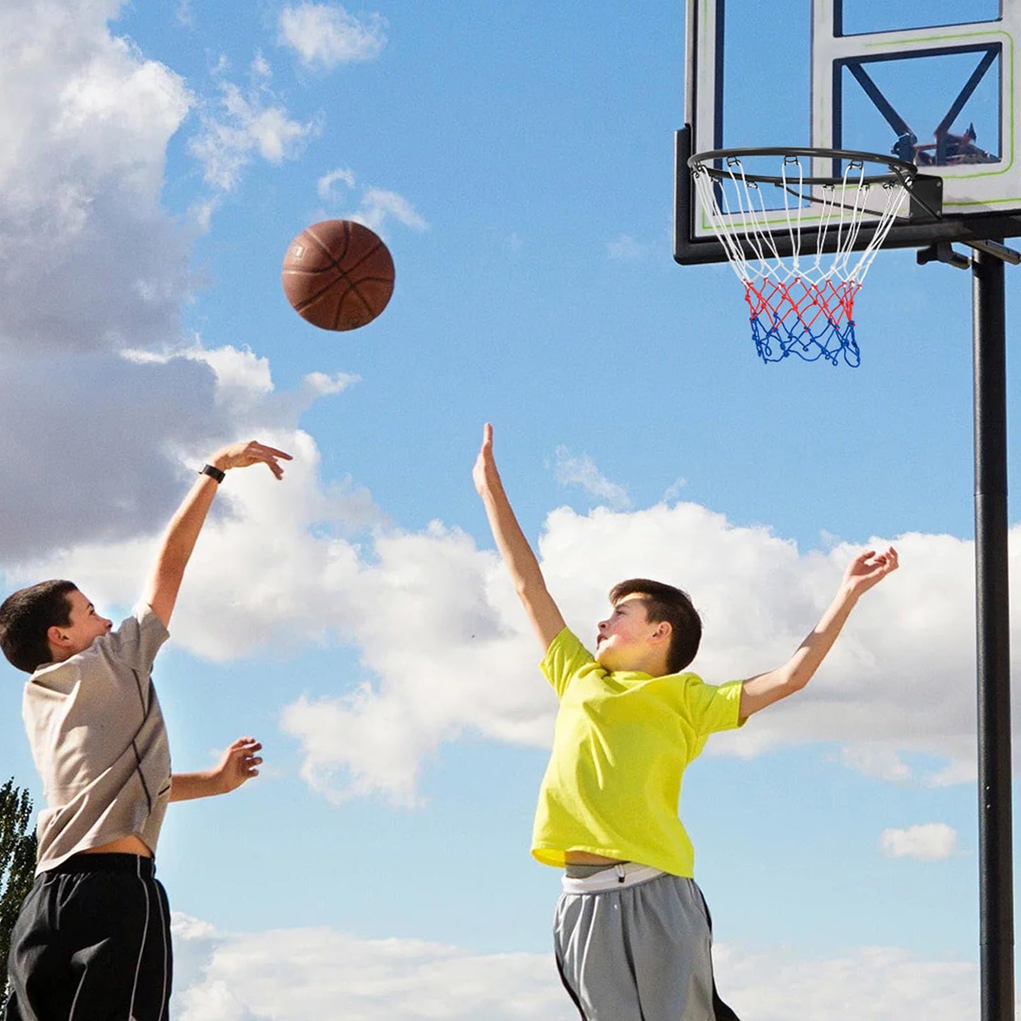 45/38 CM Heavy Duty Basketball Rim with All Weather Net and Mounting Hardware