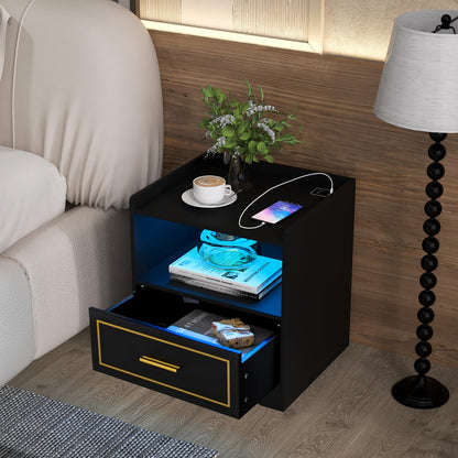 LED Nightstand with USB and Type-C Port