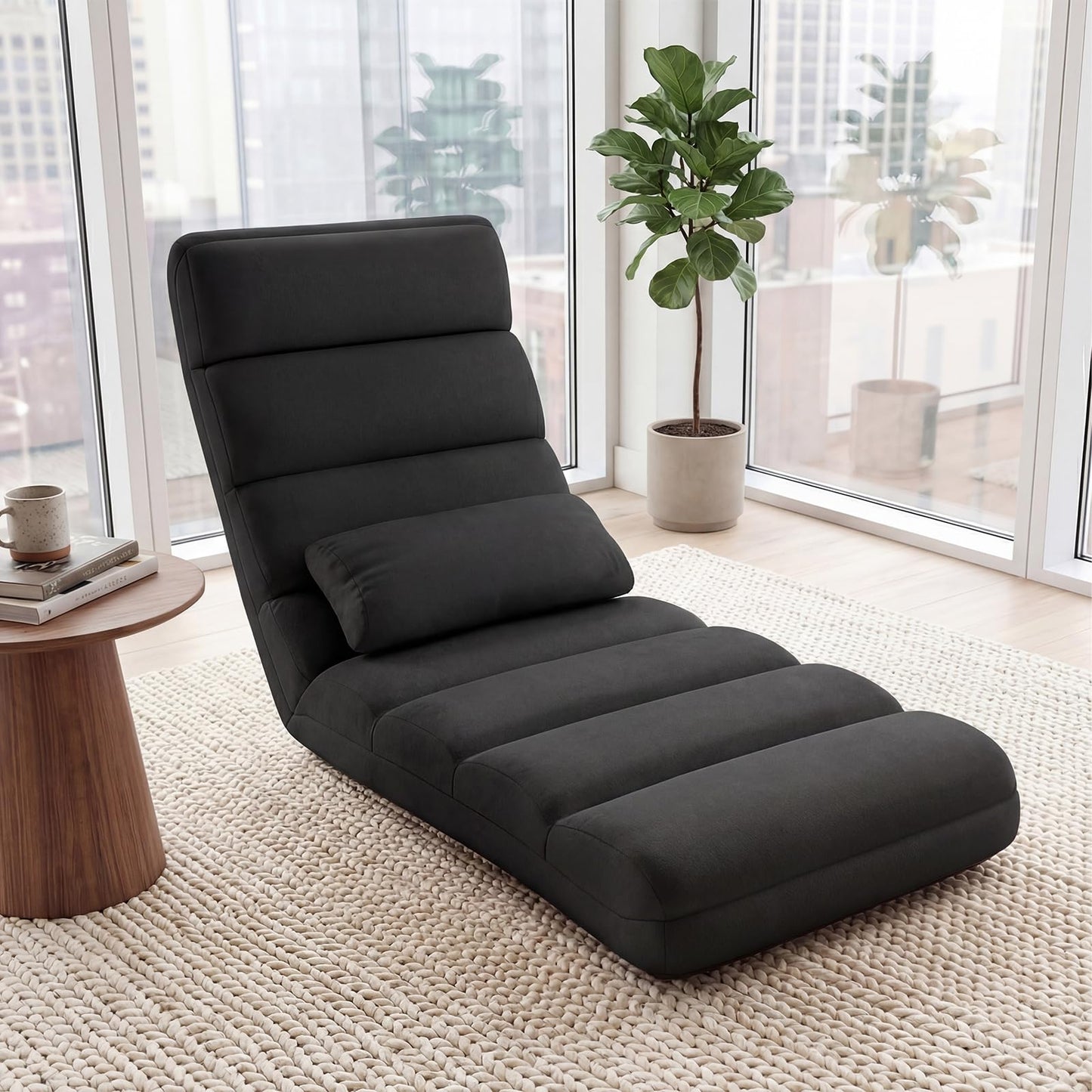 Folding Sofa Bed, 5-Position Adjustable Lazy Floor Sofa Chair Bed
