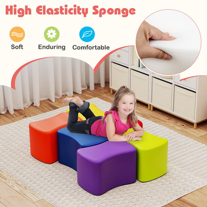 6-Piece Butterfly Stools Modular Soft Foam Seating Set with Waterproof PU Cover