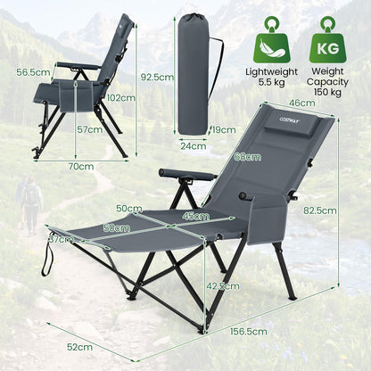 Adjustable Backrest, Storage Bag, Padded Pillow & Side Pocket