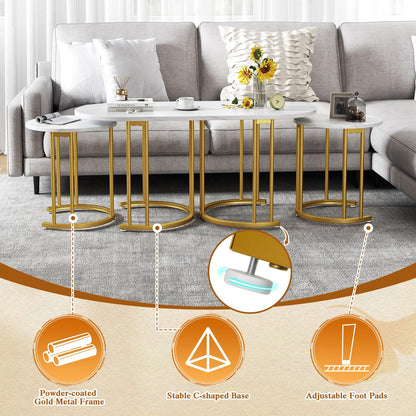 3-Piece Nesting Coffee Table Set 110cm Coffee Table with 2 Side Tables