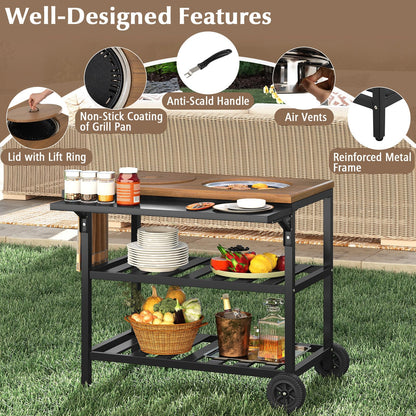Outdoor Dining Cart with Korean BBQ Grill for Backyard