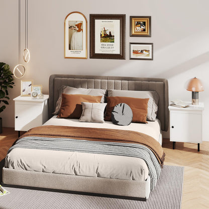 2-Tier Nightstand with Single Door Cabinet for Bedroom