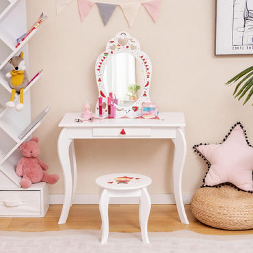 2-in-1 Kids Vanity Set with Mirror and Drawer