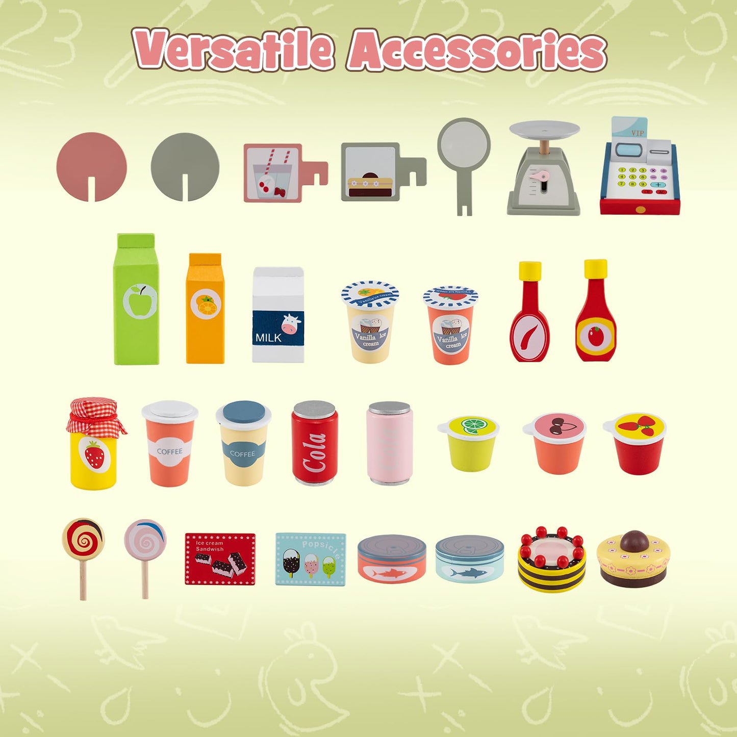 Kids Snacks and Sweets Food Cart Toy Cart Play Set with POS Machine