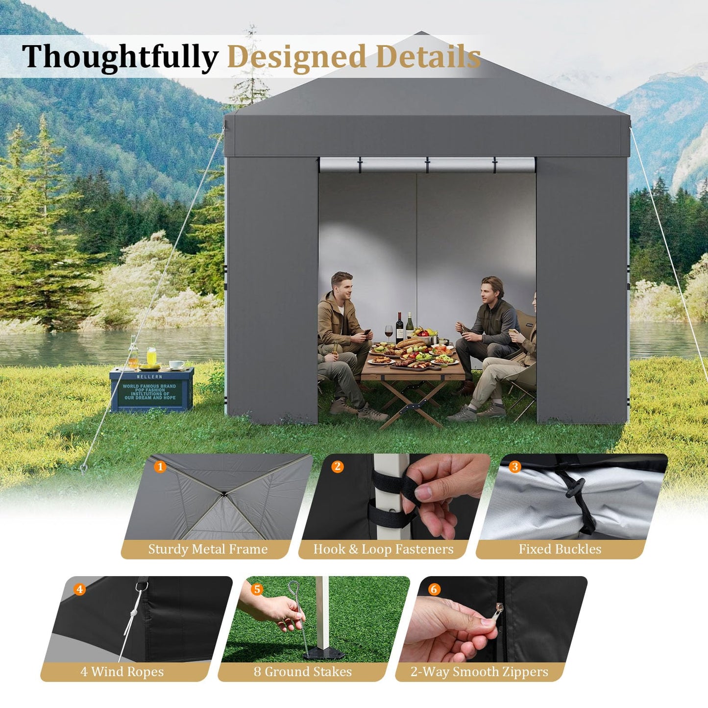 3m x 3m Pop Up Gazebo, Waterproof Outdoor Canopy Tent