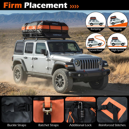 Roof Rack Cargo Basket with 425L Waterproof Bag and 90kg Max Load