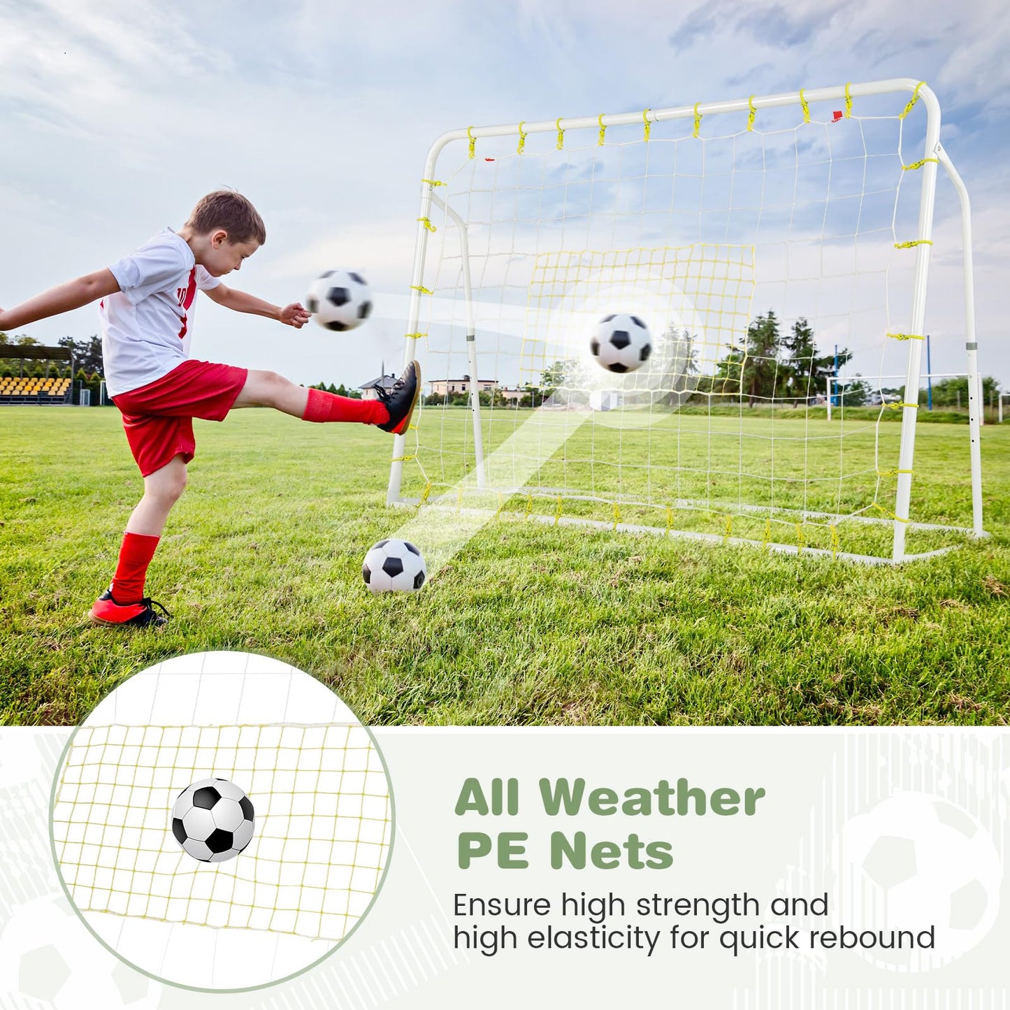 6.1 ft x 4 ft Weatherproof Angle-Adjustable Rebounder Net Football Training Equipment