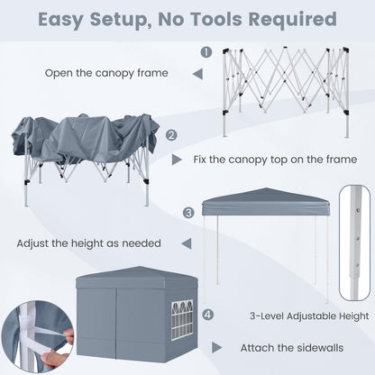 Pop up Gazebo, Outdoor Canopy Tent with 4 Removable Sidewall