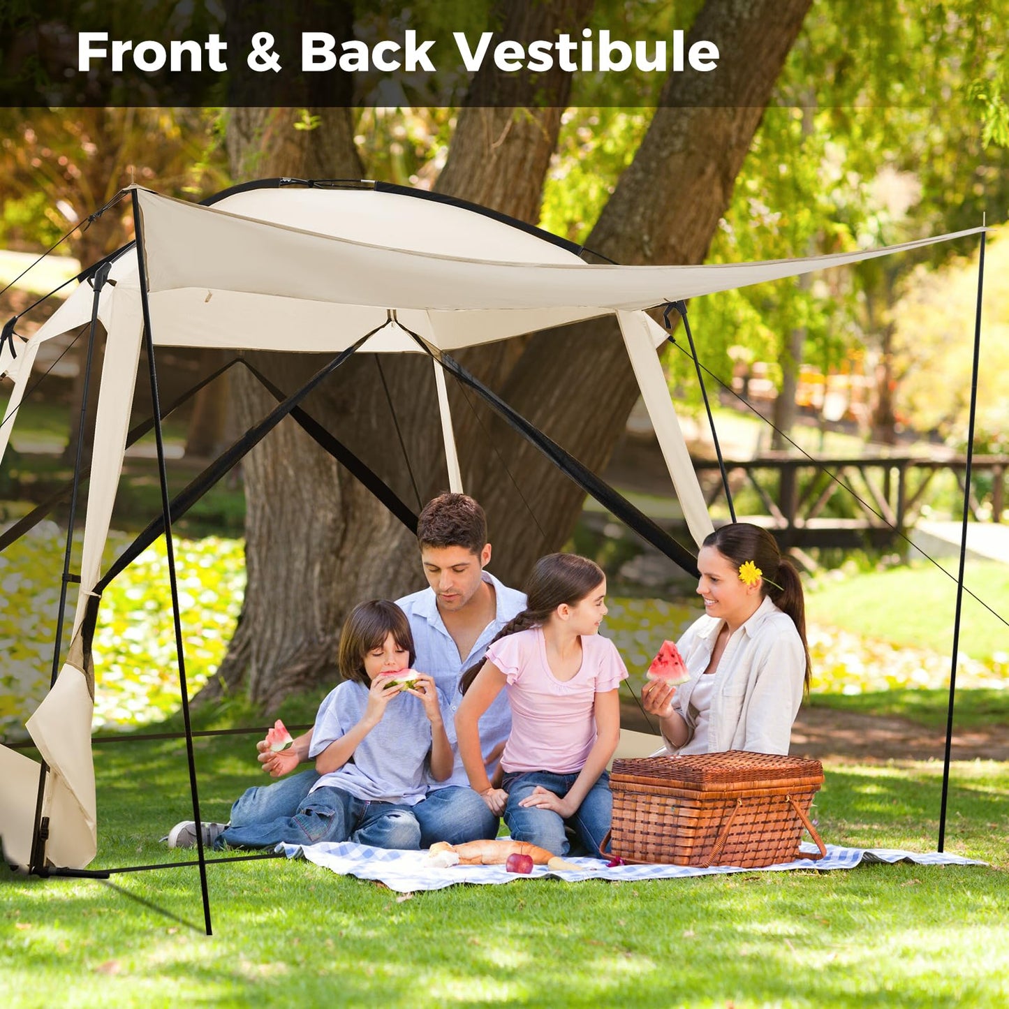 3 x 3m Screen Canopy Tent Large Sun Shade Tent with Vestibule