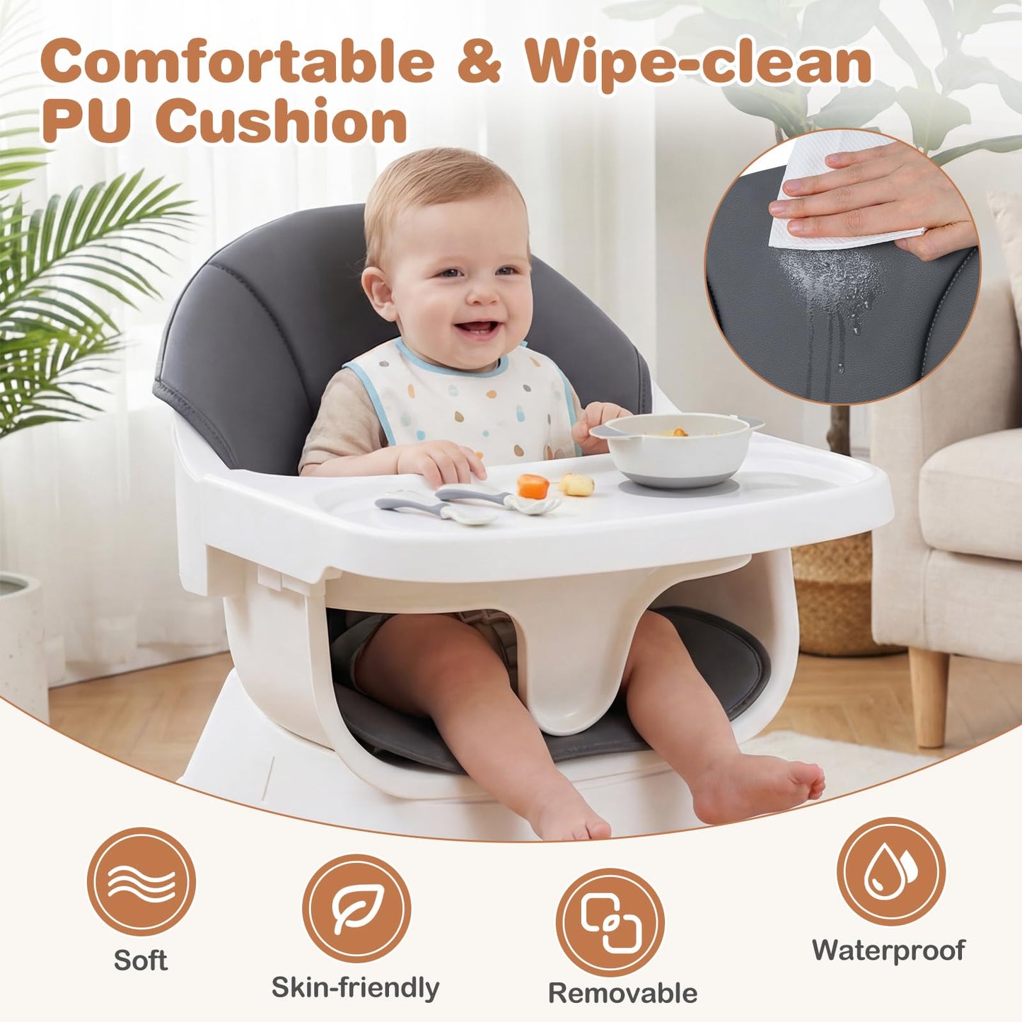 High Chair for Babies and Toddlers, Convertible Baby Highchair
