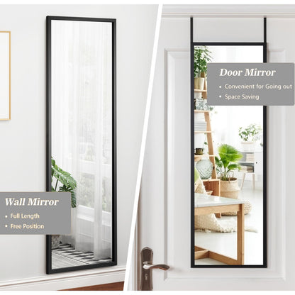 Full Length Wall-Mounted Mirror with Height Adjusting Hooks