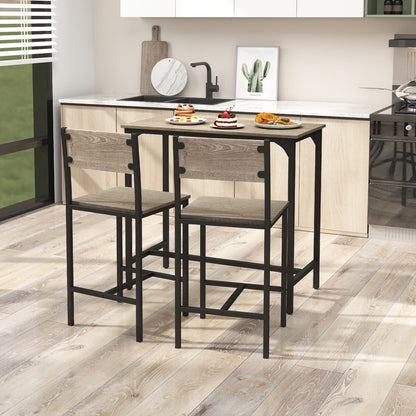 3 Piece Bar Table Set with Pub Dining Table and 2 Bar Stools for Small Space