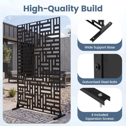 183 CM Freestanding Louvered Metal Outdoor Privacy Screen