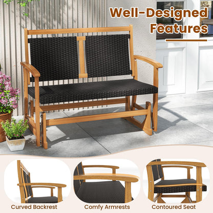 Patio Rattan Glider Bench Swing Gliding Rocker for 2