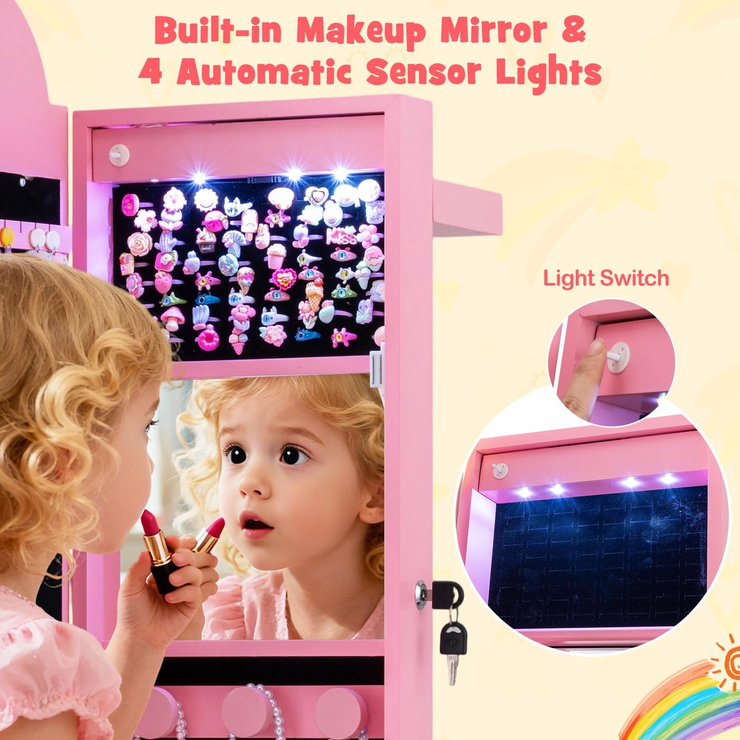 Kids Jewelry Cabinet Standing Children Jewelry Organizer