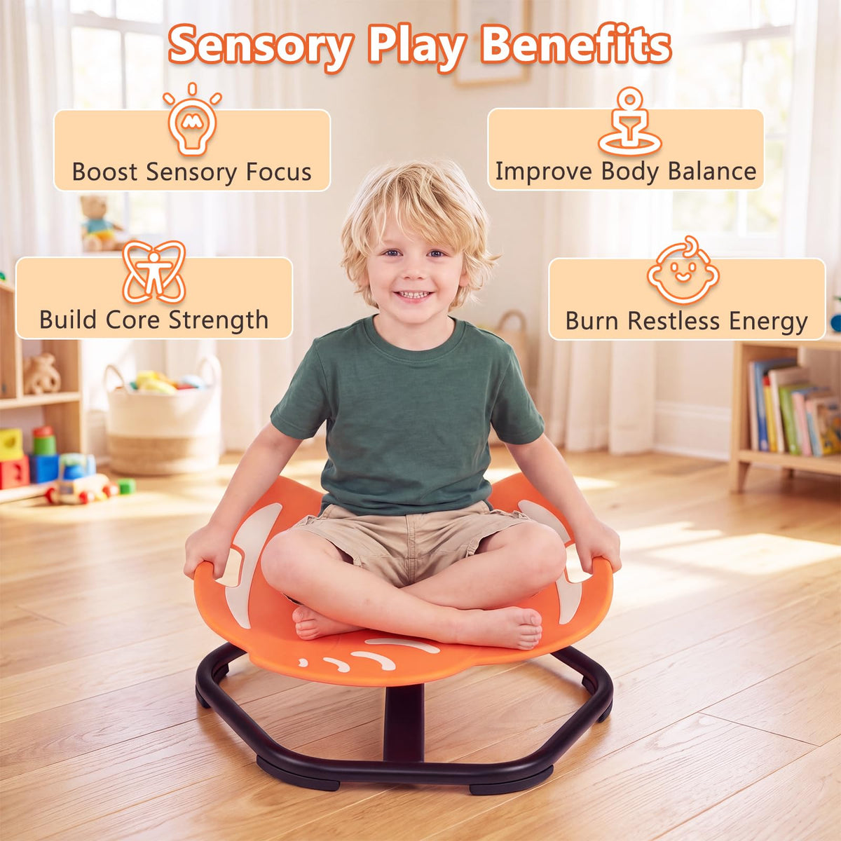 Kids Spinning Chair, Glow-in-the-Dark Swivel Chair
