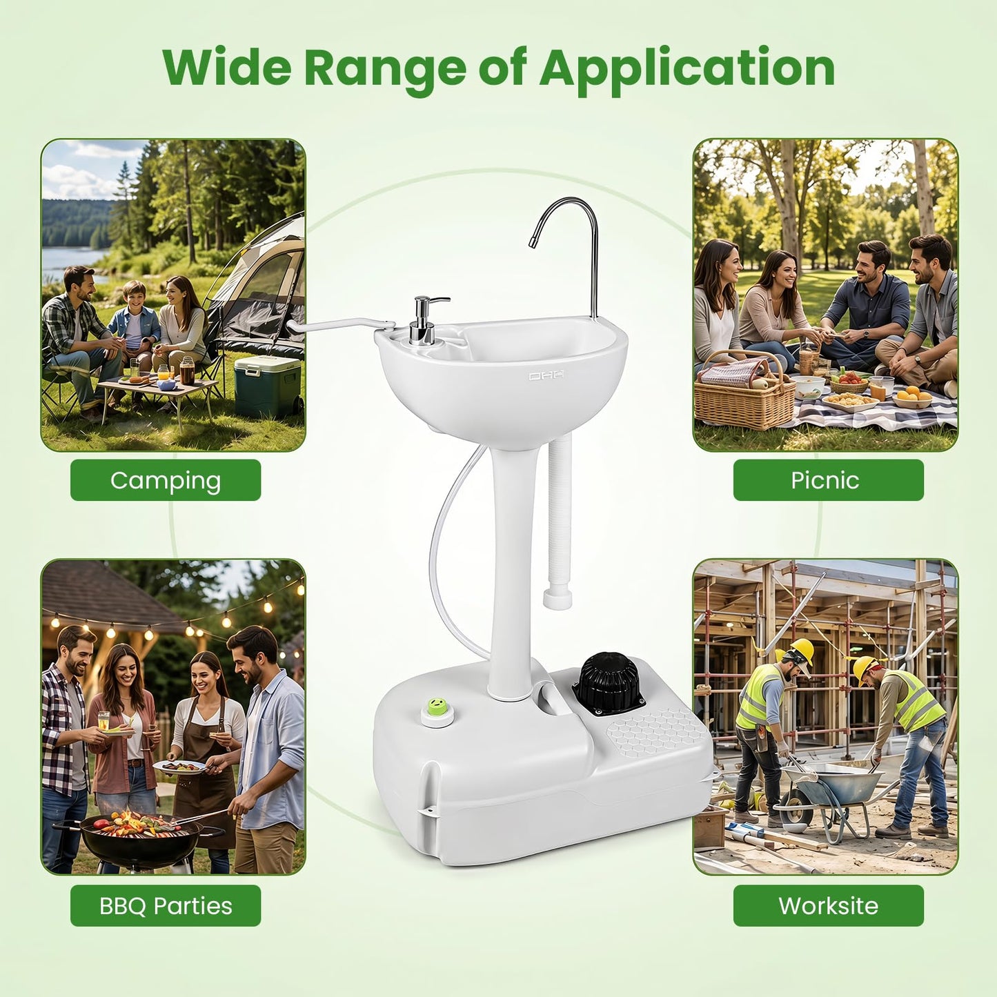Portable Camping Sink, 17L Water Capacity Hand Wash Basin Stand