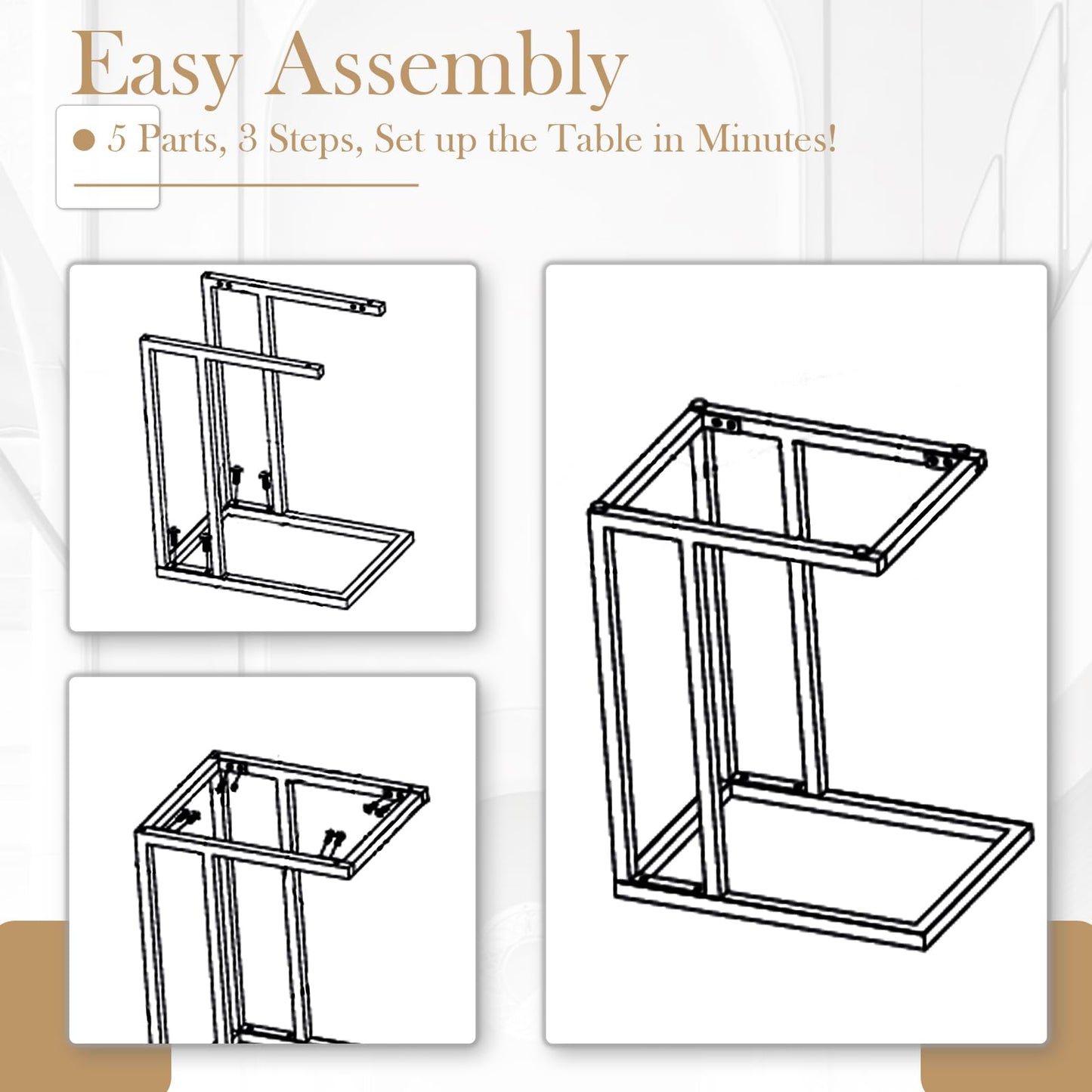 C Shaped Garden Side Table for Living Room