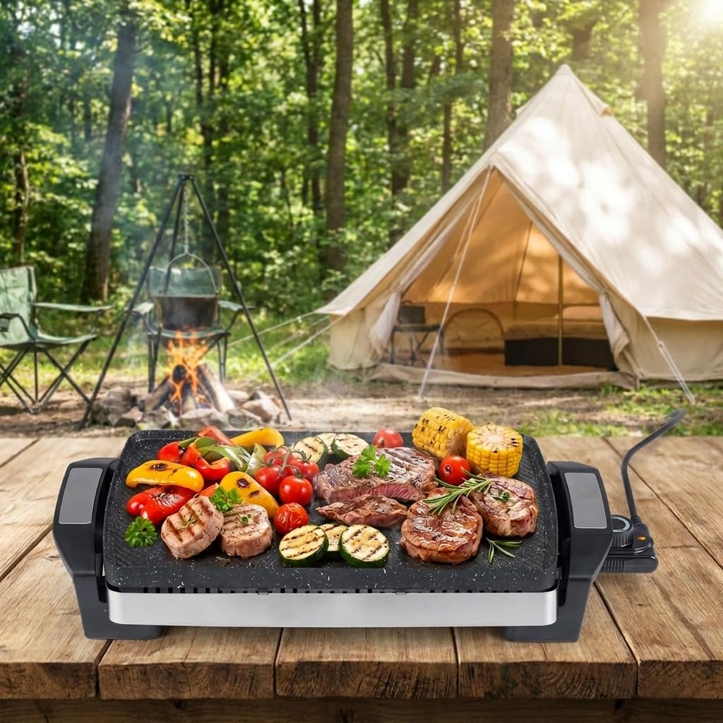 Reversible Grill Griddle 1500W, 2-in-1 Dual Sided Electric Grill