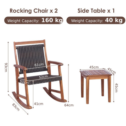 3 Piece Outdoor Rocking Table Chairs Set