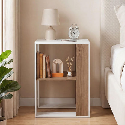 Sofa Side Table, 2-Tier Square End Table with Storage Shelf