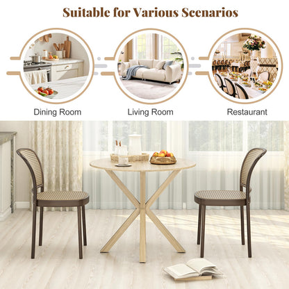 90CM Wood Dining Table with Intersecting Pedestal Base