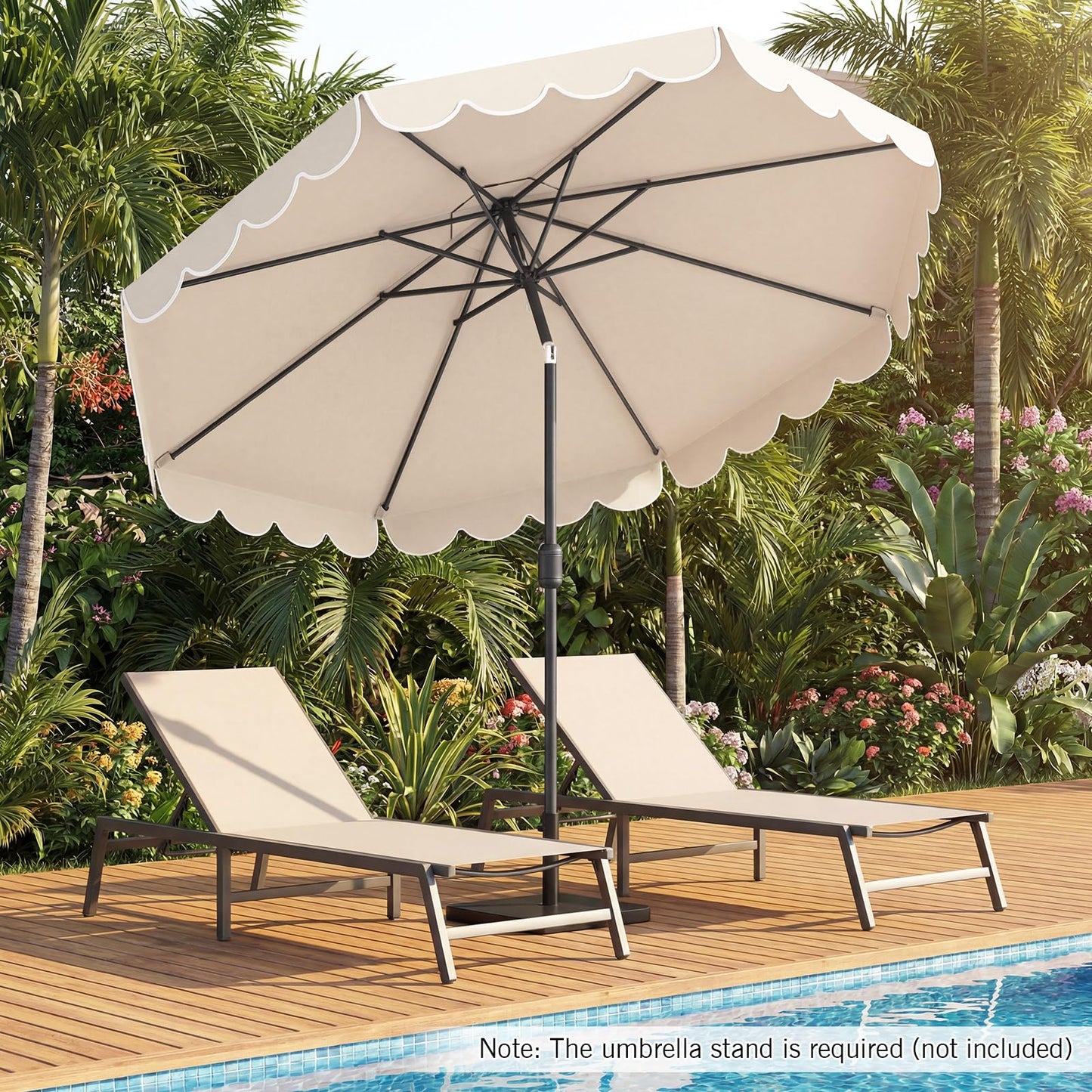 3M Garden Parasol, 8 Ribs Heavy-Duty Sun Shade Canopy