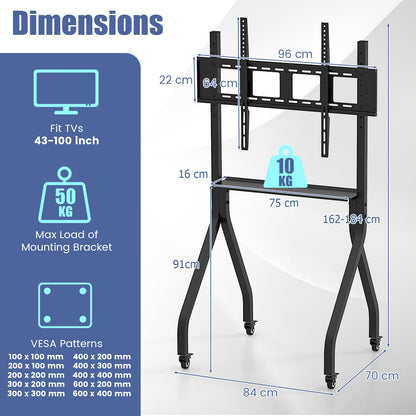 Height Adjustable Floor TV Stand with AV Shelf
