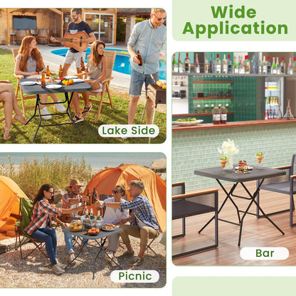 80 x 80 x 75cm Outdoor Portable Square Camping Trestle Table with HDPE Top