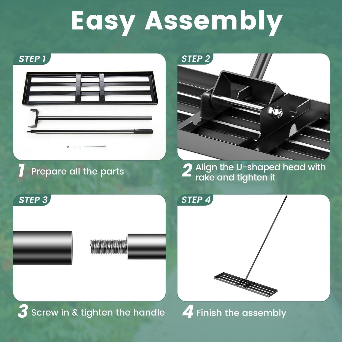 46" x 10” Heavy Duty Lawn Leveler with 77” Ergonomic Handle
