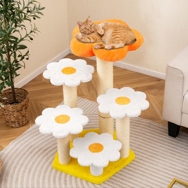 Cute Flower Cat Tree Kitty Tower with Sisal Scratching Posts
