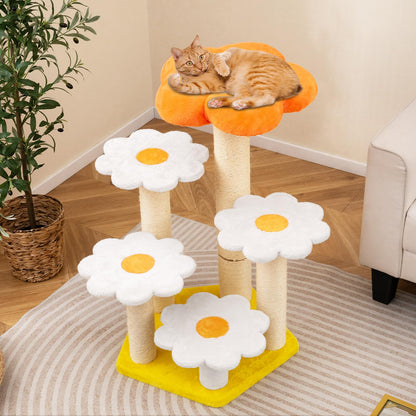 Cute Flower Cat Tree Kitty Tower with Sisal Scratching Posts