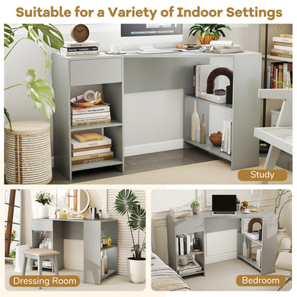 L-Shaped Computer Desk with Storage and Open Shelves for Living Room Bedroom