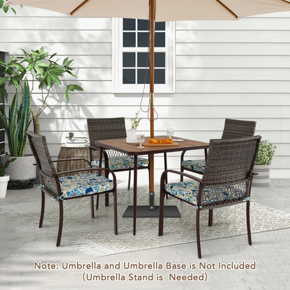 Square Garden Table with 4 Rattan Armchairs