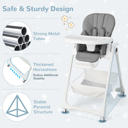Adjustable Toddlers Highchair with Storage Basket