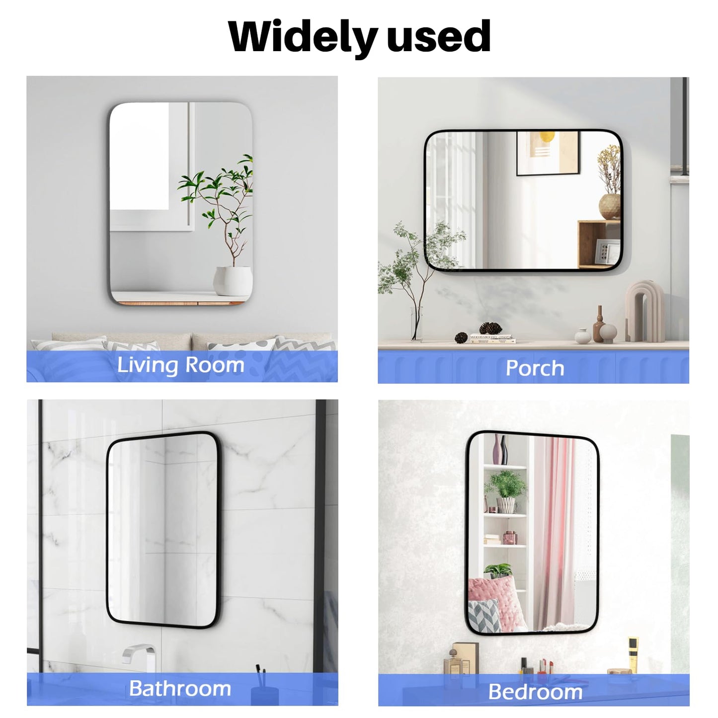 Rectangle Bathroom Mirror with Shatter-Proof Film and Expansion Screws