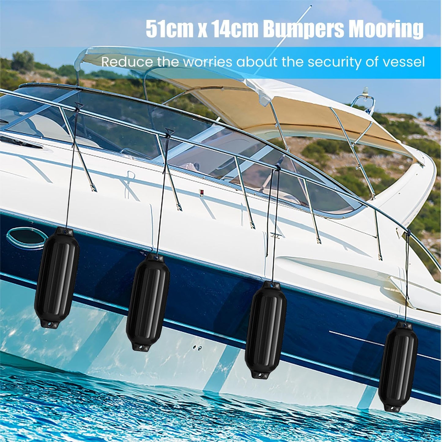 4 Pieces Boat Fenders for Pontoon Boat Sailboat and Speedboat