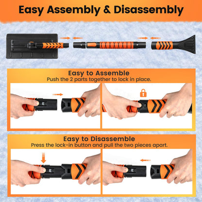 2 in 1 Extendable Snow Shovel 41” Ice Scraper