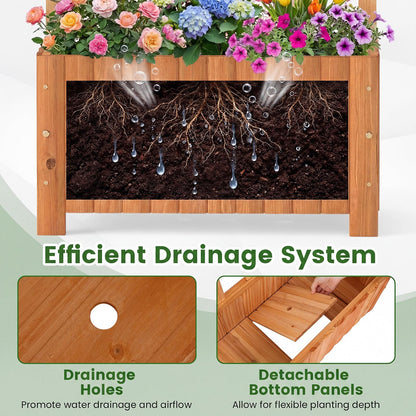 Garden Planter with Trellis, Wooden Raised Bed with Drainage Holes