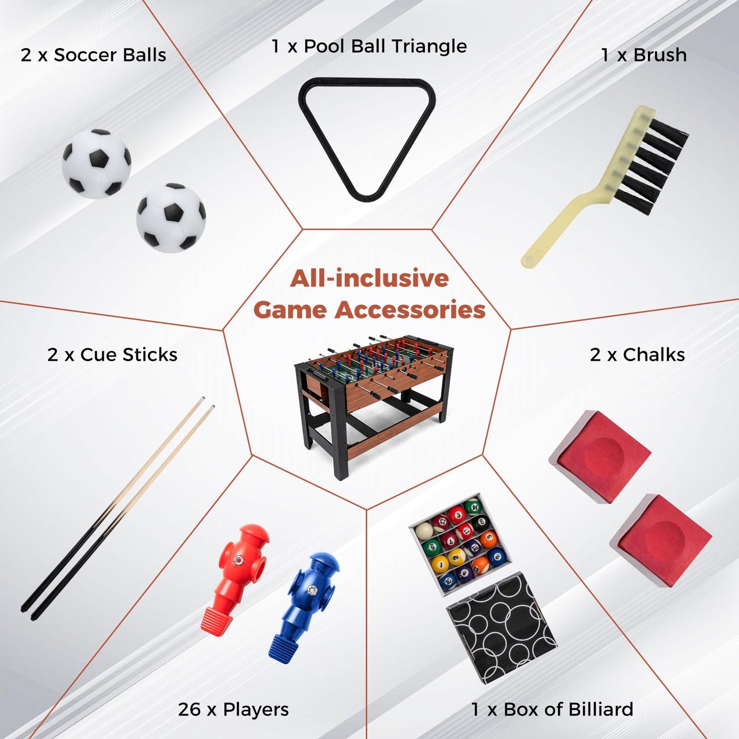 2 in 1 Multi Game Table, 138cm Swivel Football & Pool Combo Table with 2 Foosballs